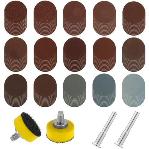 305 Stück Schleifscheiben 25mm Klett Nasse Trockene Runde Schleifpapier Körnung 80-5000 Schleifpads Rund Klett mit 2 Schleifscheibe Polieraufsatz Akkuschrauber für Holz Metall Spiegel Polieren