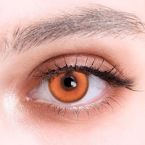 Leuchtend rote Kontaktlinsen Kleiner Dämon Rot - bunte farbige Kontaktlinsen rot ohne Stärke für Karneval, Fasching, und Kostüm-Partys, 2 Stück (Manga Braun, M, 0, Dioptrien)