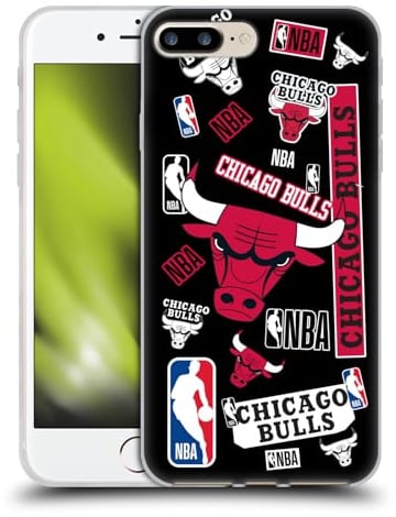 Head Case Designs Offizielle NBA Sticker-Collage Chicago Bulls Gelhülle [Militärischer Schutzgrad] Kompatibel Mit Apple iPhone 7 Plus / 8 Plus Und Kompatibel Mit MagSafe