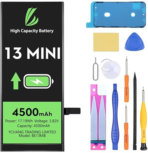 LL TRADER Batteria per iPhone 13 Mini, 4500mAh e Kit di Riparazione A