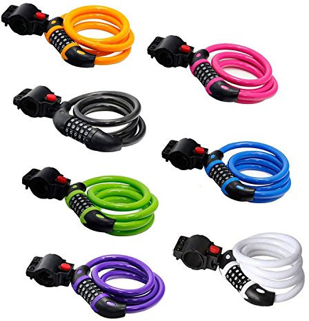 Bike Lock, GoFriend Bicycle Lock High Security 5 Digit Resettable Combination Coiling Cable Lock Best for Bicycle Outdoors, 1.2mx12mm (Purple)