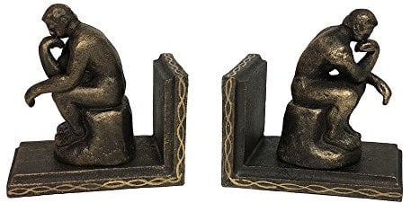 Buchstütze Der Denker nach Rodin 2 Stück Buchständer Gusseisen Antik-Stil