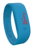 Too Late LED ORIGINAL Unisex Digital Led Ultra Light Silikon Uhr - Datum & Zeit - (L, Fluo Blau)