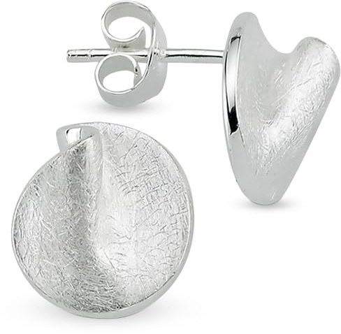 Vinani Damen Ohrstecker 925 Silber - Kreis Design rund gebürstet - Ohrringe aus 925 Sterling Silber für Frauen - 2OSL