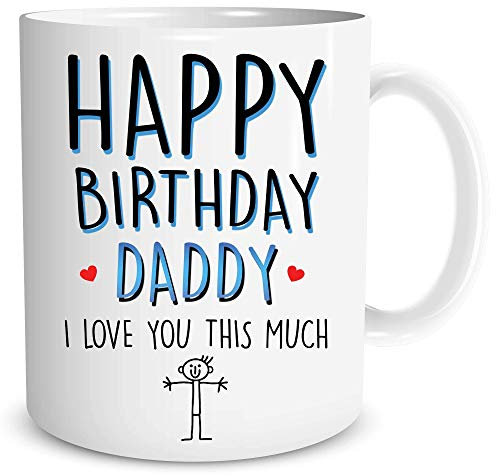 Taza de Feliz cumpleaños Feliz día de cumpleaños papá I Love You This Much Taza de café Taza de té Regalo papá Regalo para él cumpleaños WSDMUG1216