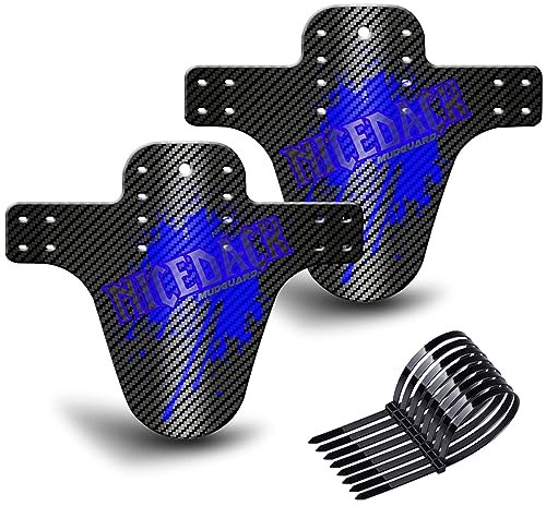 NICEDACK MTB Schutzbleche,Fahrrad Mudguard 2 Stücke MTB Mud Guard Mountainbike Hinten und Vorne Schlamm schaber Spritzschutz (B-Schutzbleche Carbon Look, B-Blau)