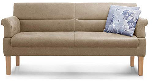 Cavadore 3-Sitzer Sofa Kira mit Federkern / Sitzbank für Küche, Esszimmer / Inkl. Armteilfunktion / 189 x 94 x 81 / Kunstleder beige