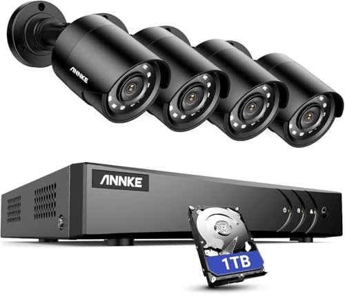 ANNKE 3K Lite 8CH 5 in 1 DVR mit Personen- und Fahrzeugerkennung, 4X Aussen 1080p Farb-Nachtsicht Überwachungskamera System mit 1TB Festplatte, Intelligente Dual-Beleuchtung, IP67 Wetterfest