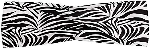 ABAKUHAUS Zebra-Druck Halstuch Bandana Kopftuch, Gestreifte Zebra-Tierdruck, Natur, Wilde Inspired Simplistic Illustration, Elastisch und Angenehme Alltags Accessories, Schwarz-Weiss