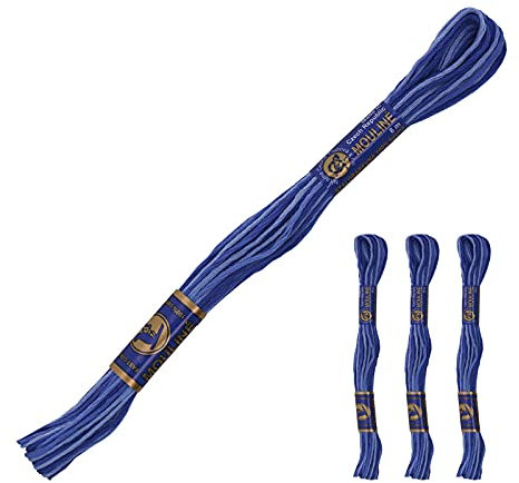 3 Docken Stickgarn je ca. 8m Sticktwist mit Farbverlauf 100% Baumwolle Stickerei Farbwahl, Farbe :55382 Dunkelblautöne