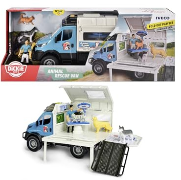 Dickie Toys - Tierarzt-Fahrzeug Animal Rescue - Mobile Tierarztpraxis mit beweglicher Spielzeug-Figur und Tieren, für Kinder ab 3 Jahren