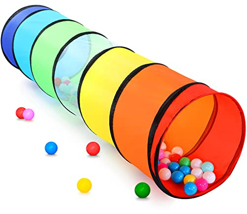 Kids Play Tunnel Tent for Toddlers, Colorful Pop Up Crawl Tunnel Toy for Baby or Pet with Breathable Mesh, Collapsible Gift for Boy and Girl Play Tunnel Indoor and Outdoor Game