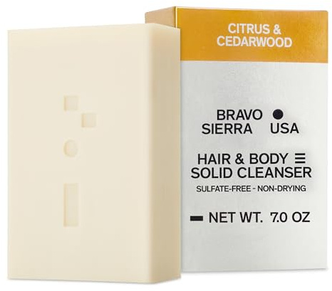 Bravo Sierra Shampoo & Soap Bar for Men - Citrus & Cedarwood, 7 Oz