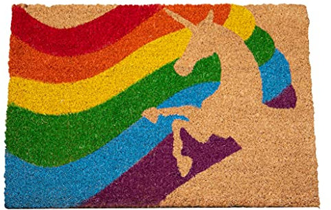 ED Rainbow Coir Mat Door Mat Indoor Outdoor Welcome Mat (Rainbow Unicorn)