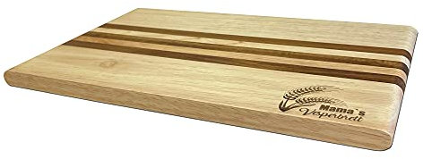 Vesperbrett Frühstücksbrett Gummibaum mit Akazie Streifen 30 x 19 cm Schneidbrett Brotzeitbrett (Mama`s Vesperbrett)