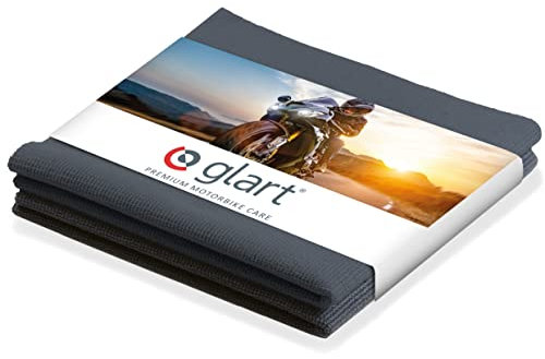 Glart 42AAM 2er Set Mikrofasertücher ANTHRAZIT für die Motorradpflege, 40x40 cm, MOTORRAD Microfasertücher weich, saugstark; kratzerfreie, fusselfreie Motorradpflege, Poliertücher