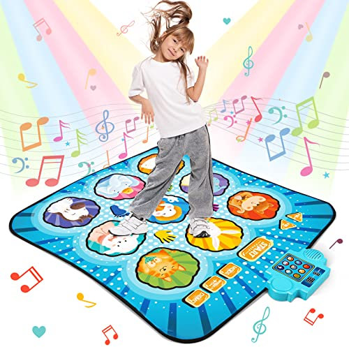 Tanzmatte Spielzeug für Kinder Mädchen Jungen, Dance Mat, 3 Herausforderung Modi Berühren Matte Spielen mit LED Anzeige, Musical Tanzspiel Spielzeuge Geburtstags Geschenke ab 3 4 5 6 7 8 9 10+ Jahre