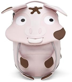 Affenzahn Kleiner Freund Kindergarten-Rucksack für 1-3 Jährige Ergonomisch Reflektierend Ziehzunge mit Namensschild Tonie Schwein - Rosa