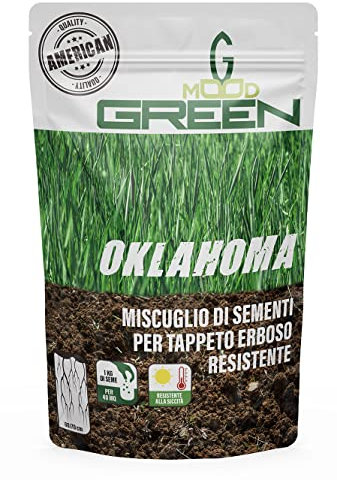 GREENMOOD OKLAOMA 0,500 Kg per 20 m2 miscuglio per tappeto erboso super resistente American Quality, apparato radicale fino a 70 cm