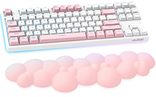 Cloud-Soft Ergonomic Wrist Rest for 100 Keys 87 Keys 68keys Keyboard PU Material Anti-Slip Rubber Base Memory Foam Cloud-Shaped Palm Rest for Computer Laptop,Pain Relief,15.2 * 4.4 * 1.2 inch
