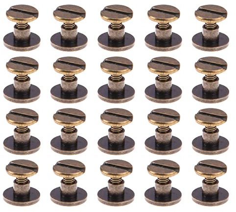 Rivetti in pelle Artigianale,Viti a Testa Piatta,Filettate in Ottone Resistente Rivetto,per Unghie Leathercraft Riparazione Forniture Fai da Te per La 20 Pezzi 9x 6.5 mm Bronzo Tokaneit