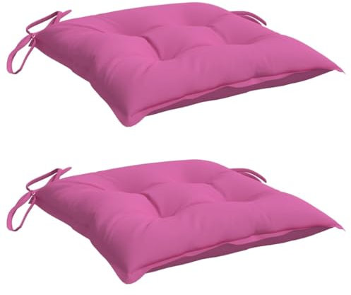 vidaXL Stuhlkissen 2 STK., Sitzkissen mit Bändern, Sitzauflage Outdoor Indoor, Stuhlauflagen Kissen für Gartenstuhl, Rosa 50x50cm Oxford-Gewebe