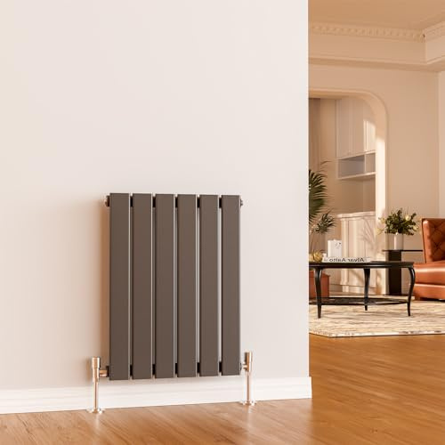 EMKE Anthracite Radiator 600 x 456 mm Horizontal Single Radiator, Small Flat Panel Central Heating Radiator for Bedroom, Kitchen, Living Room