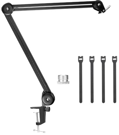 BOYA Boom Arm [117 cm],Large Mic Arm with Desk Mount 360° Rotatable Microphone Arm Scissor Stand Adjustable & Foldable for Podcast/Video Gaming/Voice-over/Music/Studio( BY-BA20)
