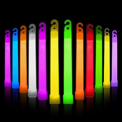 Ainiv Packung mit 25 fluoreszierenden Stäbchen – Rosa/Rot/Grün/Orange/Weiß/Gelb/Lila/Blau, Leuchtstäbe, Hochzeit Knicklichter, Gemischte Farben Leuchtstäbchen Lanyard Ultra Bright Glow The Dark Stab