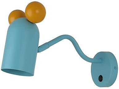 GTV Wandleuchte MOUSE für Kinderzimmer, Türkis Lampe, E27 Fassung, Max. 25W, IP20 – Fröhliches Design mit Mäuseohren