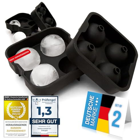 GOODS+GADGETS® Eiswürfelform Silikon – 4 XXL Eiskugeln, 2er Set