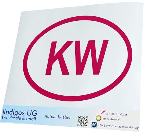 INDIGOS UG Auto Aufkleber Auto - 300x206 mm - Kuwait KW - pink - Selbstklebender Sticker für Auto, Fenster, Bus oder LKW - UV-beständig & wetterfest