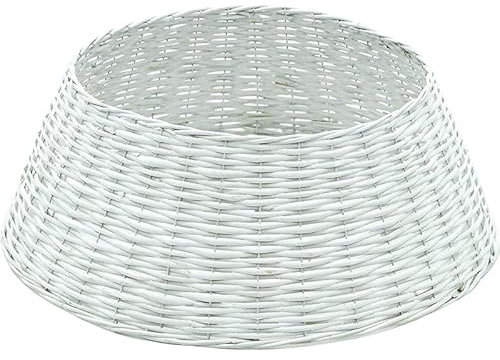 Virsus Gonna Copri Base per Albero di Natale in Vimini 403, Diametro 40/60 cm e altezza 25 cm, Colore Bianco, Supporto Intrecciato, Decorazioni e Addobbi Natalizi