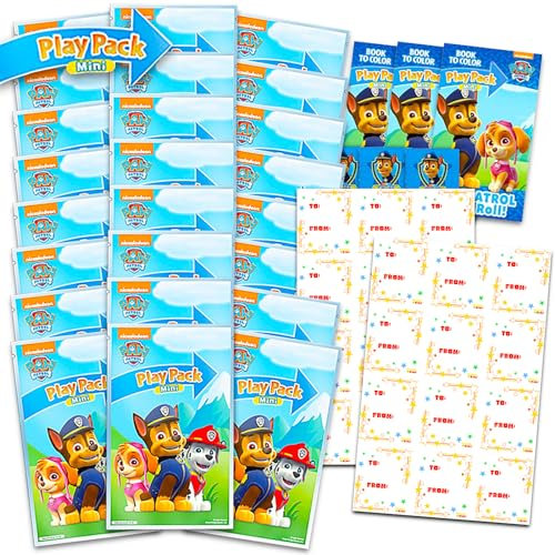 Paw Patrol Klassenzimmerpreise Partygeschenke – Bündel mit 24 Paw Patrol Aktivitätspaketen für Grundschule, Kindergarten, Pre-K, Malseiten, Aufkleber und mehr