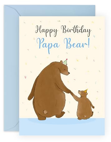 CENTRAL 23 Geburtstagskarte für Papa – Happy Birthday Papa Bär – Bär-Geburtstagskarten für Pop Daddy Vater – Grußkarten für Ihn von Sohn, Tochter, Frau – mit lustigen Aufklebern