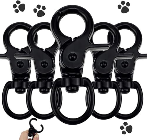 5 Stück Scherenkarabiner Klein, Karabinerhaken Wirbelkarabiner, Schnapphaken mit Drehgelenk, Hundeleine Karabiner, Robust Bolzen Karabiner, für Hunde Gepäckschnalle Drehbar