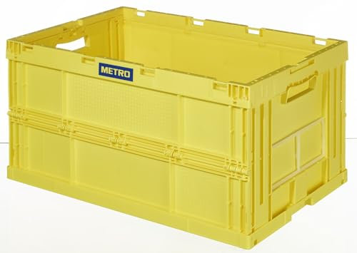METRO Professional Eurobox, PP, 60 x 40 x 32 cm, 59 L, 20 kg, klappbar, mit Handgriff, gelb