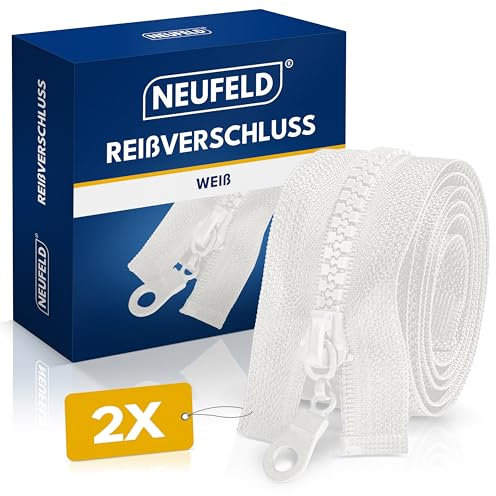 NEUFELD® Reißverschluss in Weiß 70cm [VORTEILSPACK] - Reissverschluss für Jacken, Taschen, Bettwäsche - Zipper