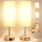Kakanuo Nachttischlampe Touch Dimmbar 2er Set, Tischlampe mit USB-A+C-Ladefunktion Steckdosen LED Birne, Leinen-Lampenschirm, Kleine Tischleuchte für Nachttisch Wohnzimmer Schlafzimmer Büro