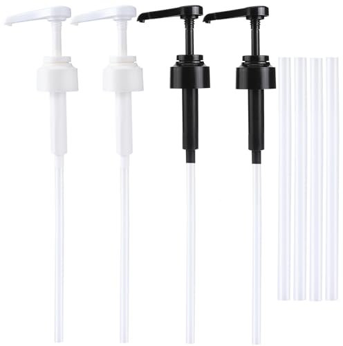 Sirup Pumpspender, 4 Stück Dosierpumpe für 25 und 38 mm Gewinde Flasche Sirup Pumpen Kaffee Sirup Spender Wiederverwendbar Sirup-Portionspumpen Dosierspender Pump Spender für Austernsauce Kochsaucen
