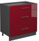 Vicco Küchenunterschrank Fame-Line, Bordeaux Hochglanz/Anthrazit, 80 cm mit 3 Schubladen, AP Eiche