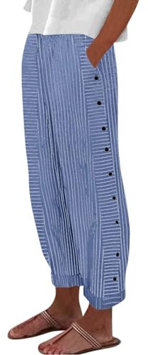 Sommerhosen Damen Leicht Und Luftig,Leichte Sommerhose Damen,Sommerhose Damen Casual Leichte Stoffhose Bequeme Freizeithose Taschen Strandhose Elegant Sommer High Waist Hosen Sommer Hosen Straight,XL