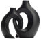 Gevvnss Hohle Schwarz Keramikvase 2er Set,Dekorative Blumenvase für Pampasgras,Nordic Modern Boho Ring Form Vase für Blumen,Wohnzimmer,Ästhetische Blumenvase für Bauernhaus