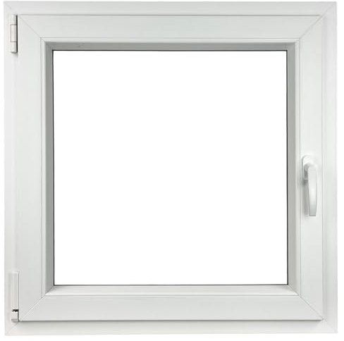 ALUCON Kellerfenster 500x500 mm – Fenster 50x50 cm – Kunststofffenster Innen Weiß/Außen Weiß – Flügelfenster DIN Links