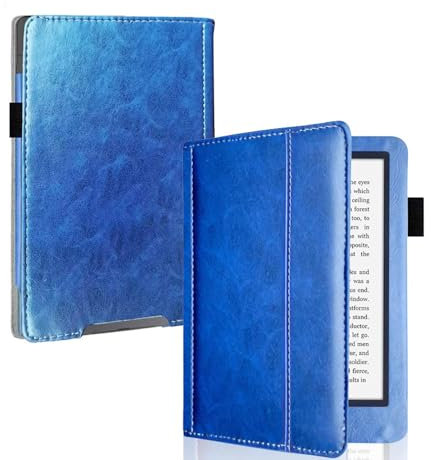 Étui pour Kobo Aura H2O 6,8 Modèle : N250 Étui en cuir PU avec pour liseuse Kobo Aura H2O Smart Slim Folio Cover avec fonction veille/réveil automatique pour Kobo Aura H2O (Bleu)
