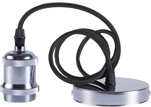 Yexati Lampara Techo Colgante, Portalámparas E27 Vintage con Cable Trenzado, Casquillos para Bombillas E27, Compatible con Pantalla Lampara Techo E27,Ideal para Isla de Cocina, Hogar y Proyectos DIY