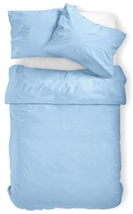 Amolavet Sommer Bettwäsche 155x220 2teilig Set Hellblau aus Gebürstetem Mikrofaser Sommerbettwäsche 155x220 Bettbezug 155 X 220 + Kissenbezüg 80x80 Mit Reißverschluss für Einzelbett