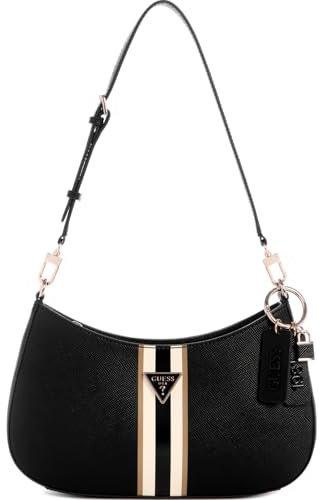 GUESS Damen Noelle Top Zip Shoulder Bag Handtasche, Nero