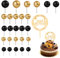 Tyqour 26Pcs Black and Gold Cake Decorations Balloon Cake Topper Gold Cake Balls Decoration Mini Balloons Ball Cake Toppers for Wedding Anniversary Birthday Baby Shower Party Supplies