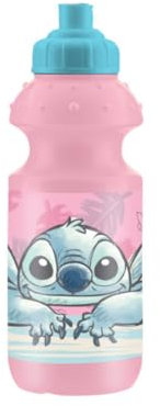 My sweety pop - Gourde - Plastique - Pour enfant - Crèche - Maternelle - Ecole - Vacances - Repas - 18 cm – 350 ml - Hydratation - Idée Cadeau (Stitch - Rose/Bleu)